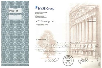 NYSE Group, Inc. Stock Certificate