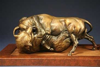 Duality of the Bull and Bear (2007) by Chris Navarro, Bronze Bull and Bear Sculpture