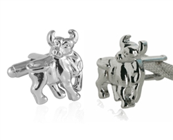 Silver Stock Market Bull Cufflinks