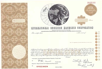 IBM International Business Machines Specimen Stock Certificate