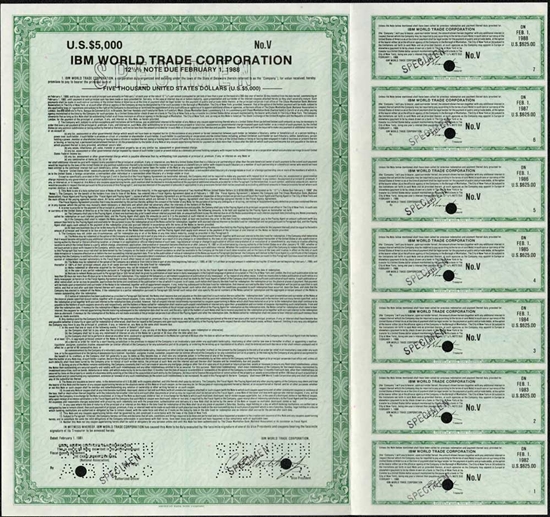 IBM World Trade Corporation Specimen Certificate