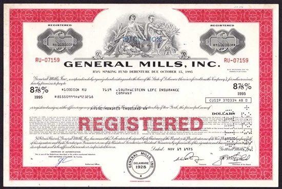 General Mills, Inc. $100,000 Bond - 1975