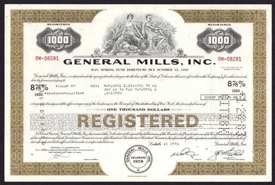 General Mills, Inc. $1,000 Bond - 1976