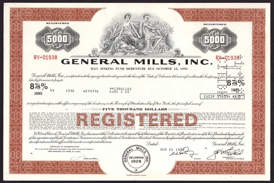General Mills, Inc. $5,000 Bond - 1972