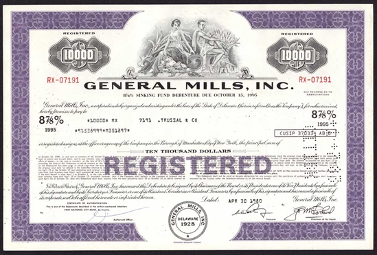 General Mills, Inc. $10,000 Bond - 1980