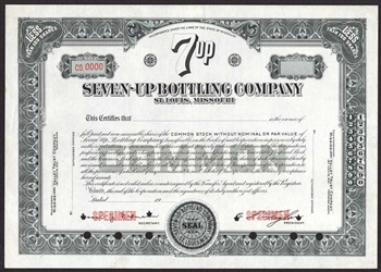 Seven-Up Bottling Company Specimen Stock Certificate