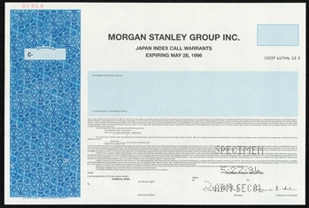 Morgan Stanely Group, Inc.  Specimen Stock Certificate