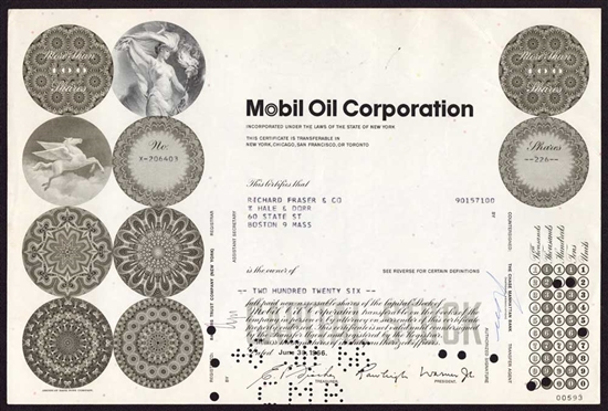 Mobil Oil Corp.  Stock Certificate