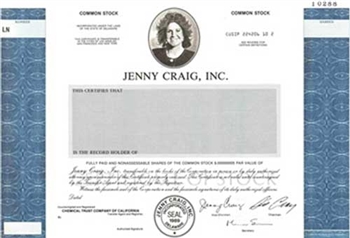 Jenny Craig, Inc. Specimen Stock Certificate