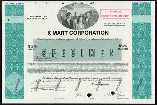 Kmart Corporation Specimen Note Certificate