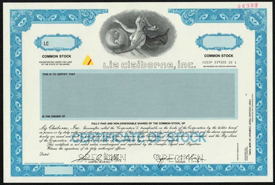 Liz Claiborne, Inc. Specimen Stock Certificate