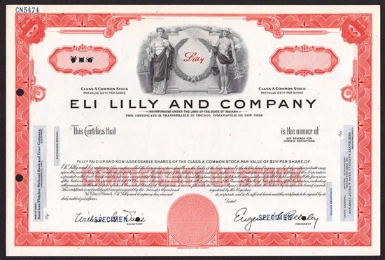 Eli Lilly and Company Specimen Stock Certificate