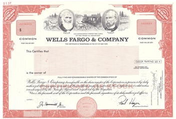 Wells Fargo & Company Specimen Stock Certificate