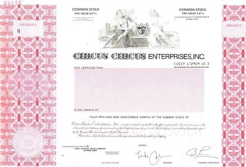 Circus Circus Entertainment, Inc.  Specimen Stock Certificate
