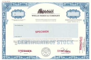 Wells Fargo & Company Stock Certificate - Specimen