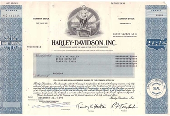 Harley-Davidson, Inc. Stock Certificate
