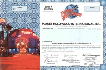 Planet Hollywood International, Inc. Specimen Stock Certificate
