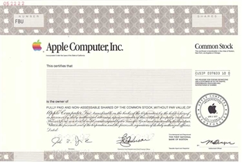 Apple Computer, Inc.  Specimen Stock Certificate -1997