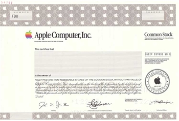 Apple Computer, Inc.  Specimen Stock Certificate -1998