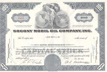 Socony Mobil Oil Companies, Inc. Stock Certificate Blue
