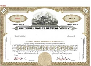 The Timken Roller Bearing Company Specimen Stock Certificate