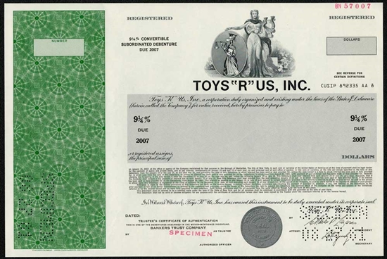 Toys "R" US, Inc. Specimen Stock Certificate