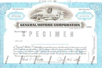 General Motors Corp. Specimen Stock Certificate