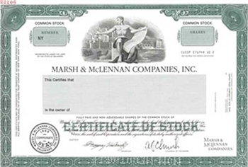 Marsh & McLennan Co's Inc. Specimen Stock Certificate