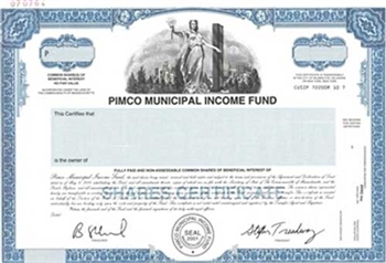 Pimco Municipal Income Fund Specimen Stock Certificate