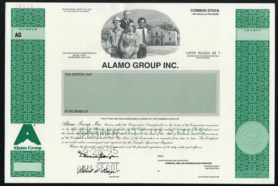 Alamo Group Inc.Specimen Stock Certificate