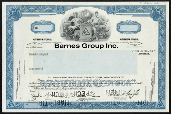 Barnes Group Inc. Specimen Stock Certificate