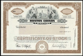 Boston Edison Company Specimen Stock Certificate