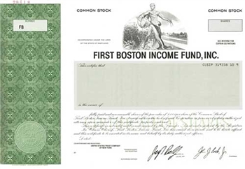 First Boston Income Fund, Inc. Specimen Stock Certificate