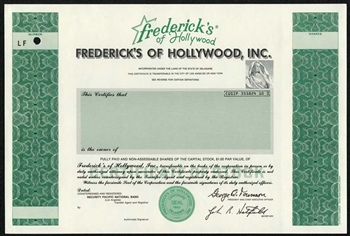 Frederick's of Hollywood, Inc.  Specimen Stock Certificate