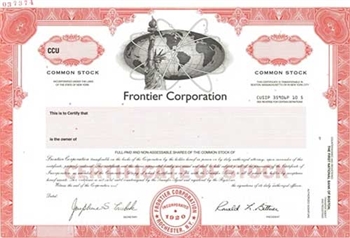 Frontier Corp Specimen Stock Certificate