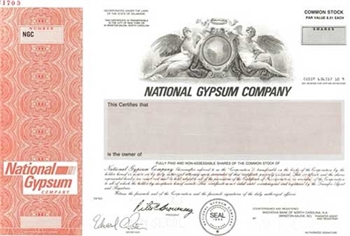 National Gypsum Company Specimen Stock Certificate