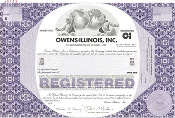 Owens-Illinois, Inc Specimen Stock Certificate