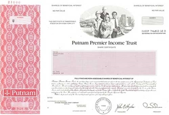 Putnam Premier Income Trust Specimen Stock Certificate