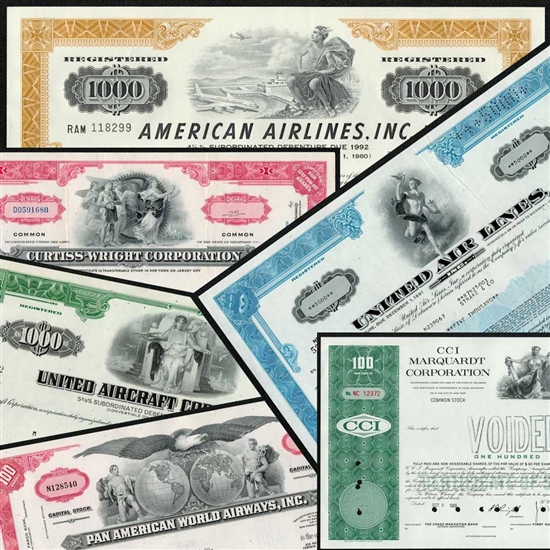 Aviation Stock Certificate Set