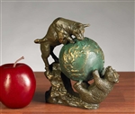Bull and Bear Fighting w/ Globe Statue