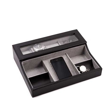 Black Leather Valet Box