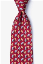 Bull and Bear Silk Necktie - Red