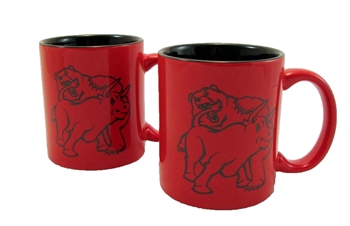 Fighting Bull & Bear Coffee Mugs -Red/Black