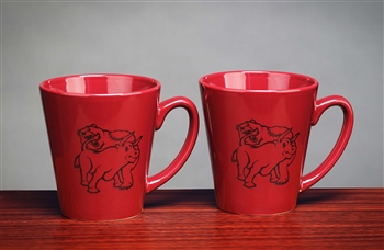 Fighting Bull & Bear Latte Coffee Mug - Burgundy