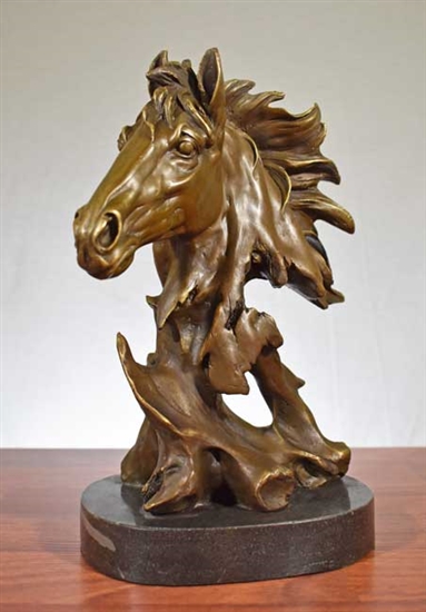 Pure Bronze Horse Head on Marble