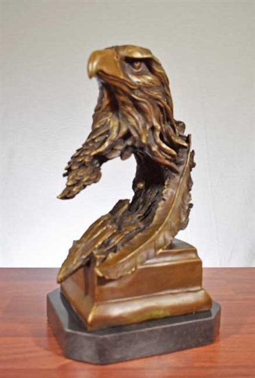 Pure Bronze Eagle on Marble Sculpture