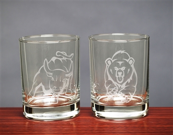 Bull & Bear Whiskey Glasses - set of 4