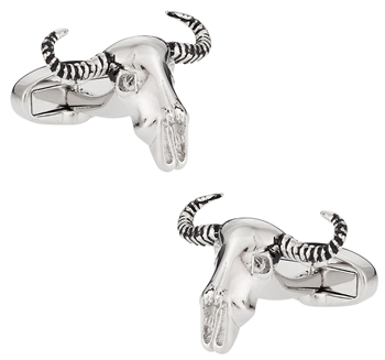 Bull Skull Silver Cufflinks