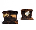 Stock Market Bull and Bear Desk Clock/ Letter Rack