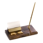 Stock Market Bull and Bear Business Card Holder w/Pen